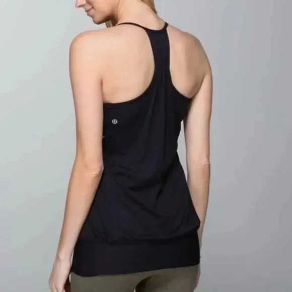 Lululemon Women's Black No Limits Built In Sports Bra Open Sides Tank Top Size 6 - Picture 3 of 11